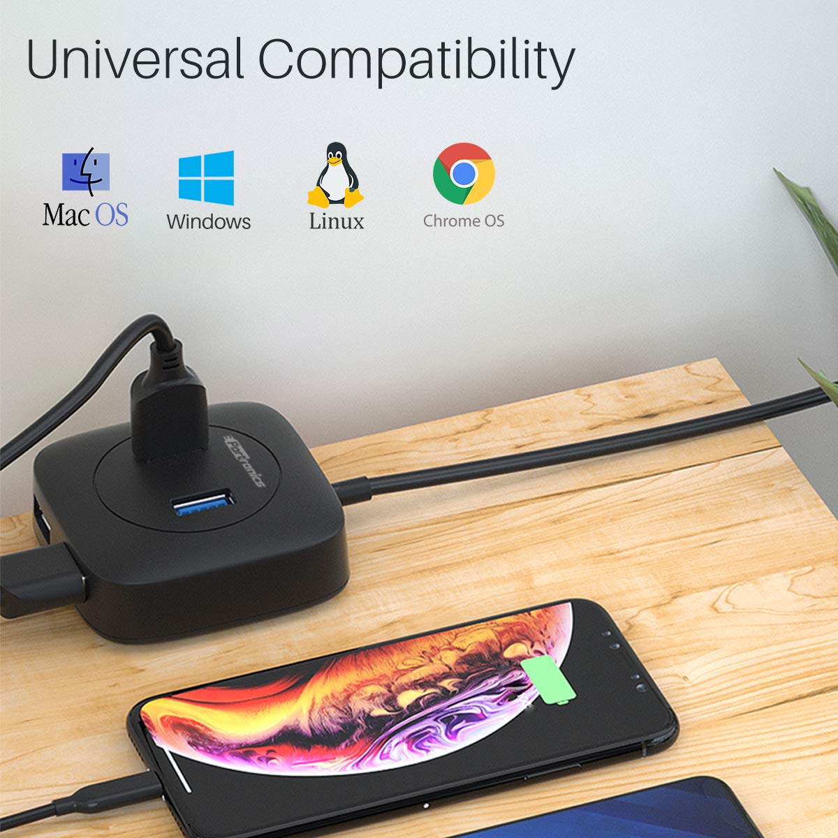 Portronics Mport 4A USB 3.0 Hub (4-in-1) Multiport Adapter with Upto 5 Gbps High-Speed Data Transfer/ 4-Port USB 3.0/ Long Cable 50 cm for Laptop/ PC/ Mac (Black) - Image 5