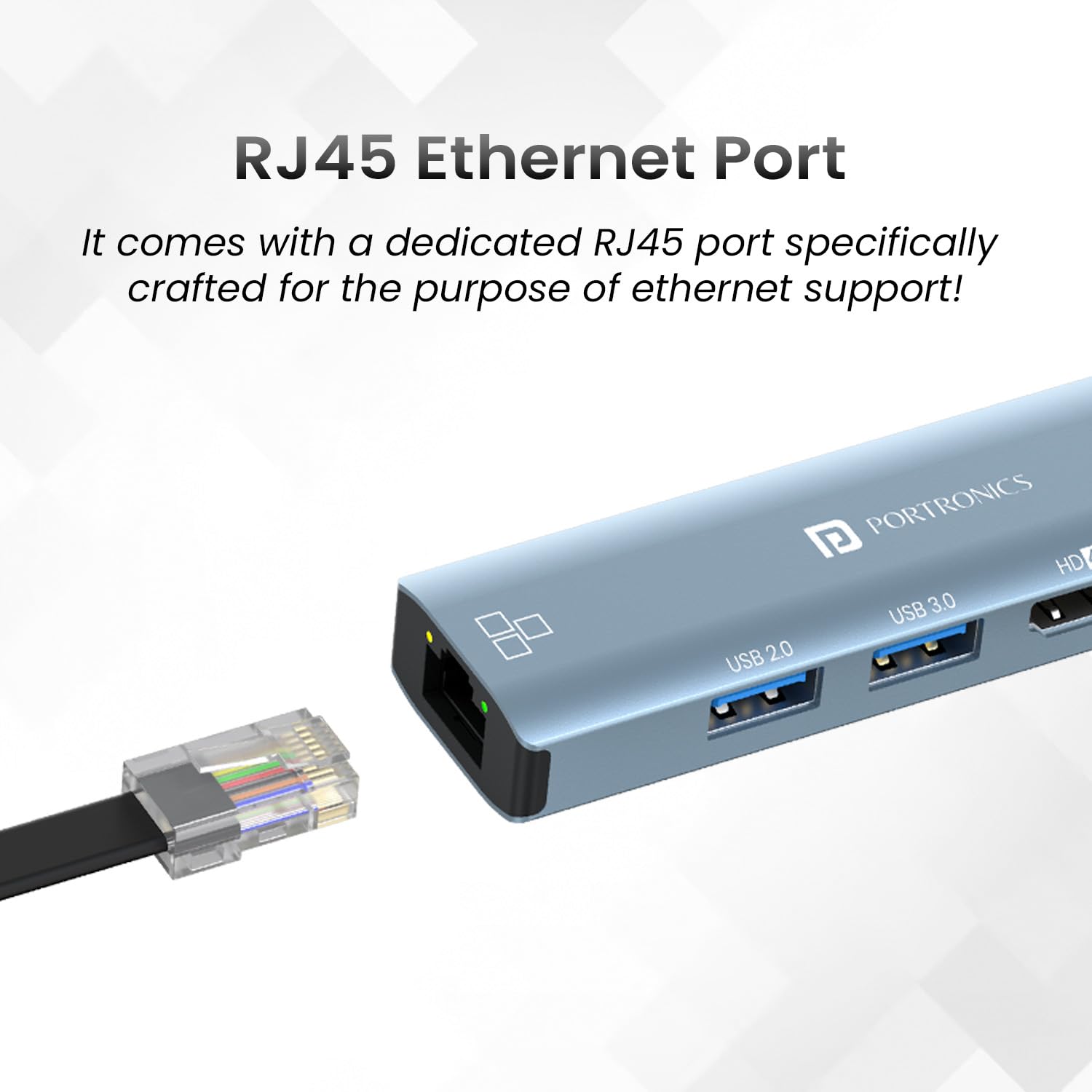 Portronics Mport 51 5-in-1 Type C HUB with RJ 45 Ethernet Port/ 5Gbps Data Transfe/ HDMI Port/ USB 3.0/ PD Quick Charge/ 4K Ultra HD Data Quality (Grey) - Image 4