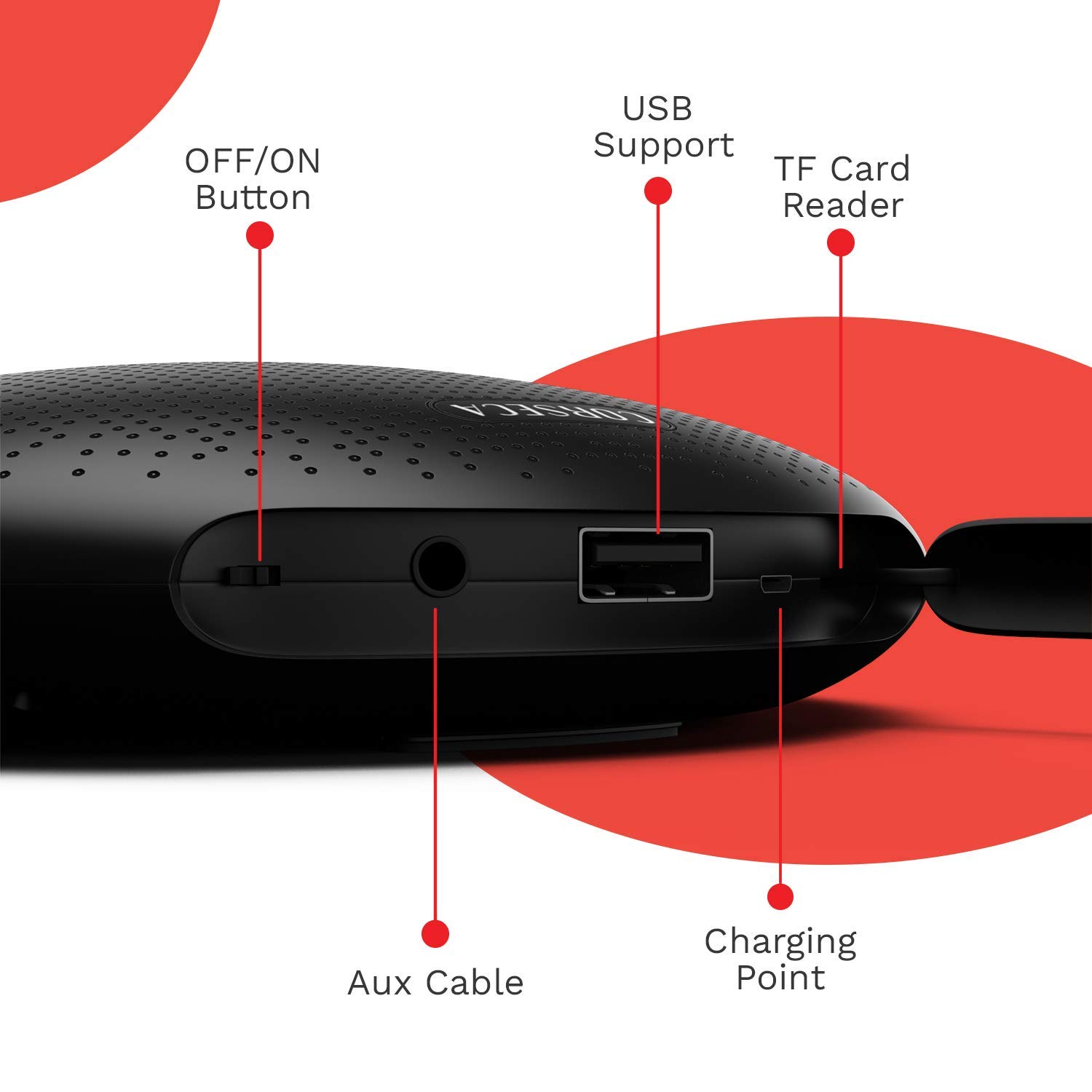Just Corseca MuDisc Portable Wireless Bluetooth Speaker with FM/ SD Card/ Mic - Black - Image 2