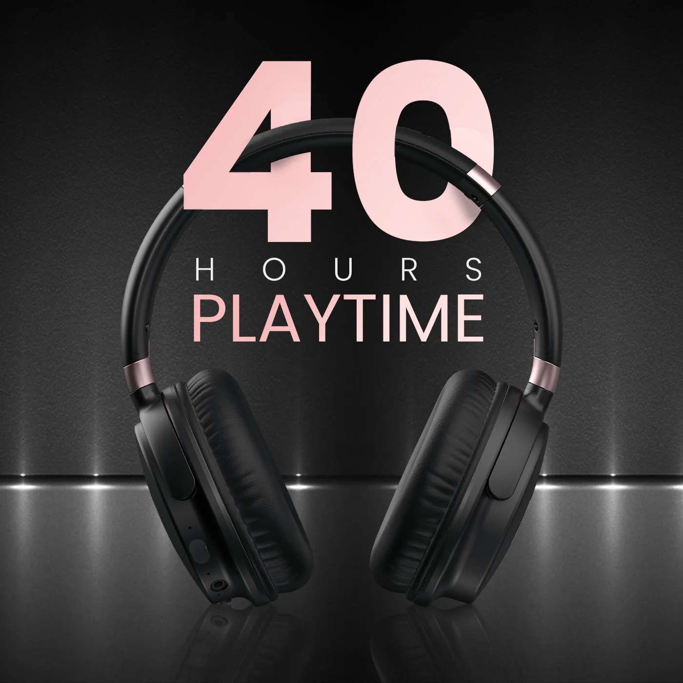 Portronics Muffs M3 Over Ear Headphones With ANC Enabled, 40Hrs Playtime, In-Built Mic Bluetooth & Wired Headset - Black - Image 2