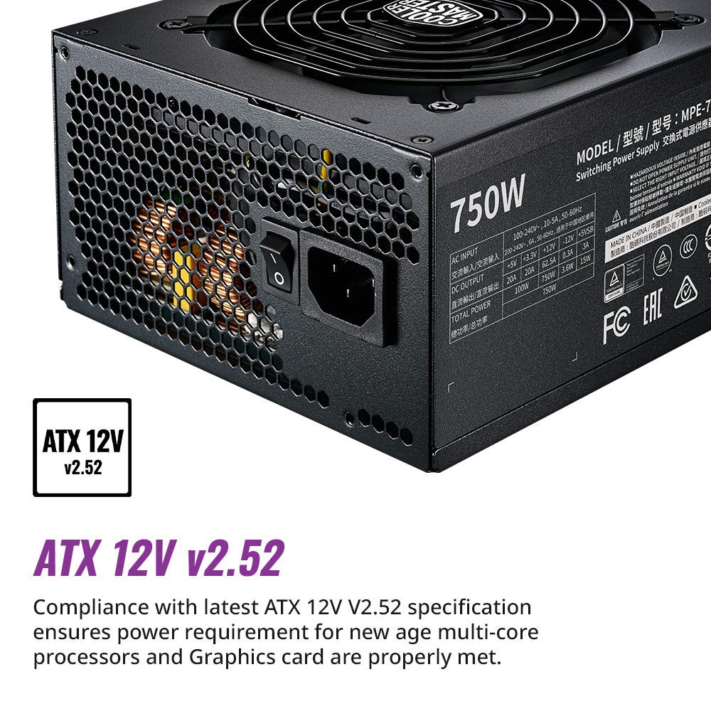 Cooler Master MWE 750 Gold V2 Power Supply - 80 Plus Gold Certified | Fully Modular | 120mm HDB Fan | DC-to-DC Circuit Design | 2 EPS Connectors | 750 Watt - Image 3