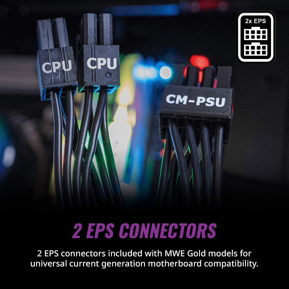 Cooler Master MWE 750 Gold V2 Power Supply - 80 Plus Gold Certified | Fully Modular | 120mm HDB Fan | DC-to-DC Circuit Design | 2 EPS Connectors | 750 Watt - Image 4