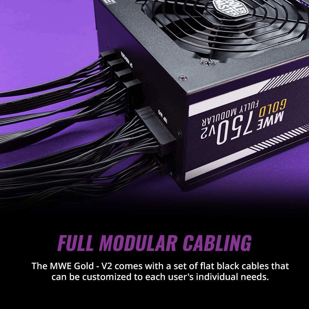 Cooler Master MWE 750 Gold V2 Power Supply - 80 Plus Gold Certified | Fully Modular | 120mm HDB Fan | DC-to-DC Circuit Design | 2 EPS Connectors | 750 Watt - Image 5