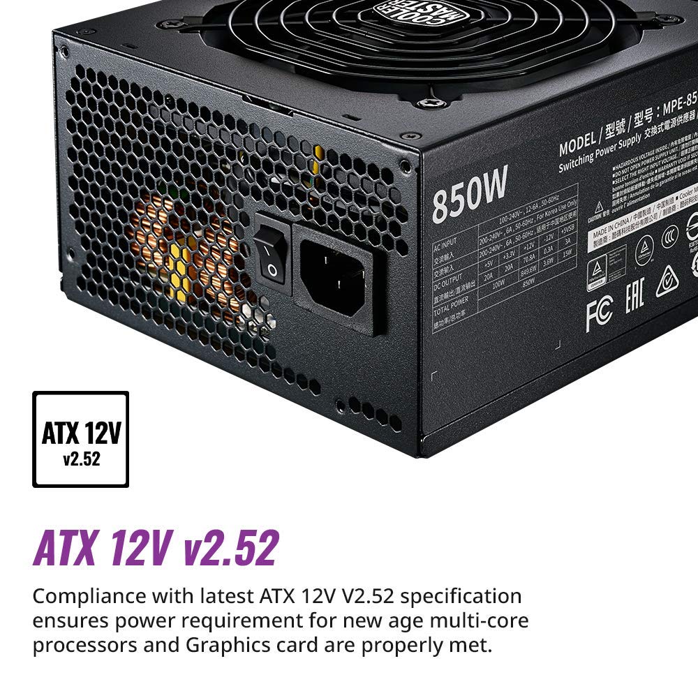 Cooler Master MWE 850 Gold V2 Power Supply - 80 Plus Gold Certified | Fully Modular | 120mm HDB Fan | DC-to-DC Circuit Design | 2 EPS Connectors | 850 Watt - Image 3