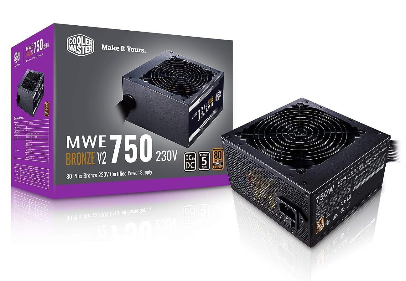 Cooler Master MWE 750 Bronze V2 Power Supply - 80 Plus Bronze Certified | Non-Modular | 120mm HDB Fan | DC-to-DC Circuit Design | ATX 2.52 Version | 750 Watt