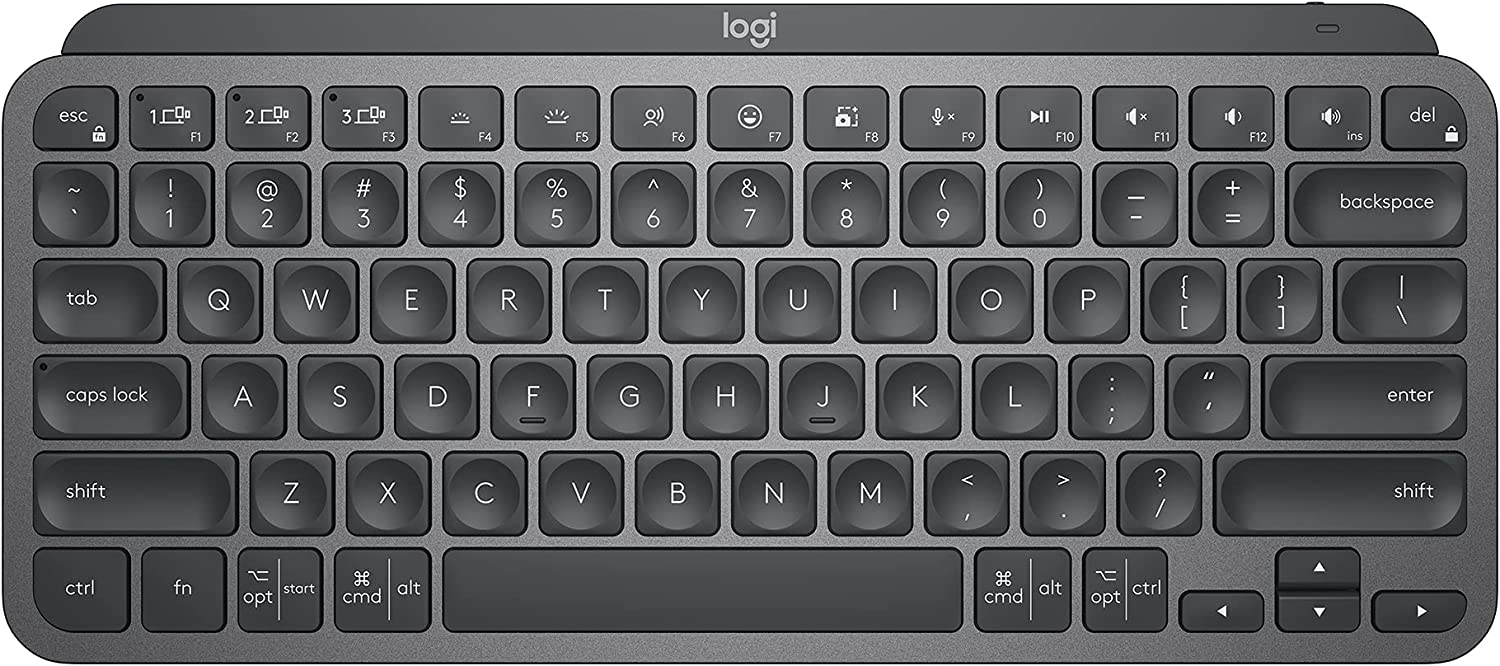 Logitech MX Keys Mini Minimalist Wireless Illuminated Keyboard - Compact, Bluetooth, Backlit, USB-C, Compatible with Apple macOS, iOS, Windows, Linux, Android, Metal Build - Graphite