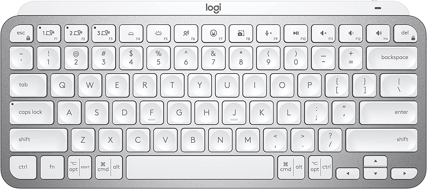 Logitech MX Keys Mini Minimalist Wireless Illuminated Keyboard - Compact, Bluetooth, Backlit, USB-C, Compatible with Apple macOS, iOS, Windows, Linux, Android, Metal Build - Pale Gray