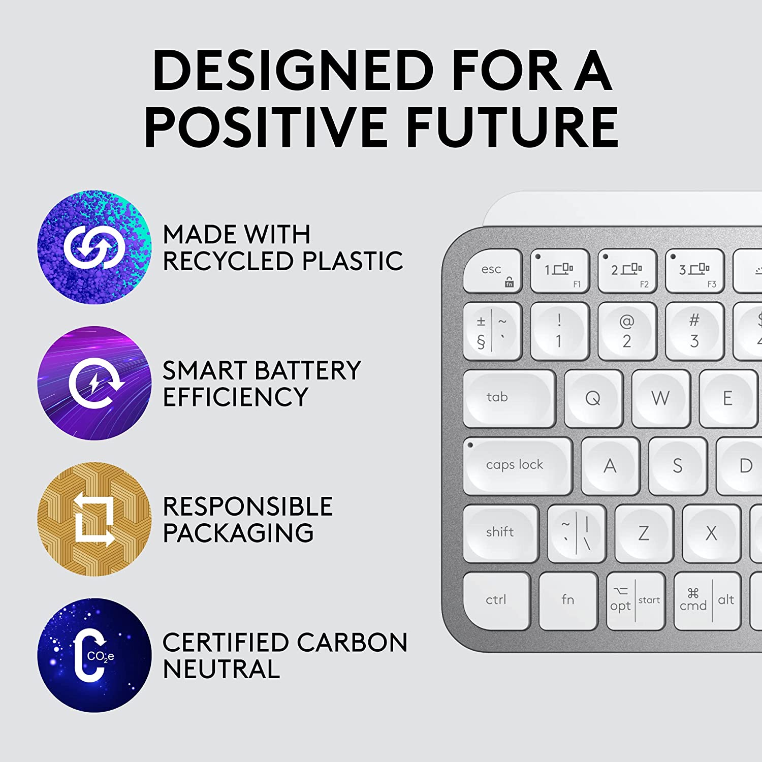 Logitech MX Keys Mini Minimalist Wireless Illuminated Keyboard - Compact, Bluetooth, Backlit, USB-C, Compatible with Apple macOS, iOS, Windows, Linux, Android, Metal Build - Pale Gray - Image 4