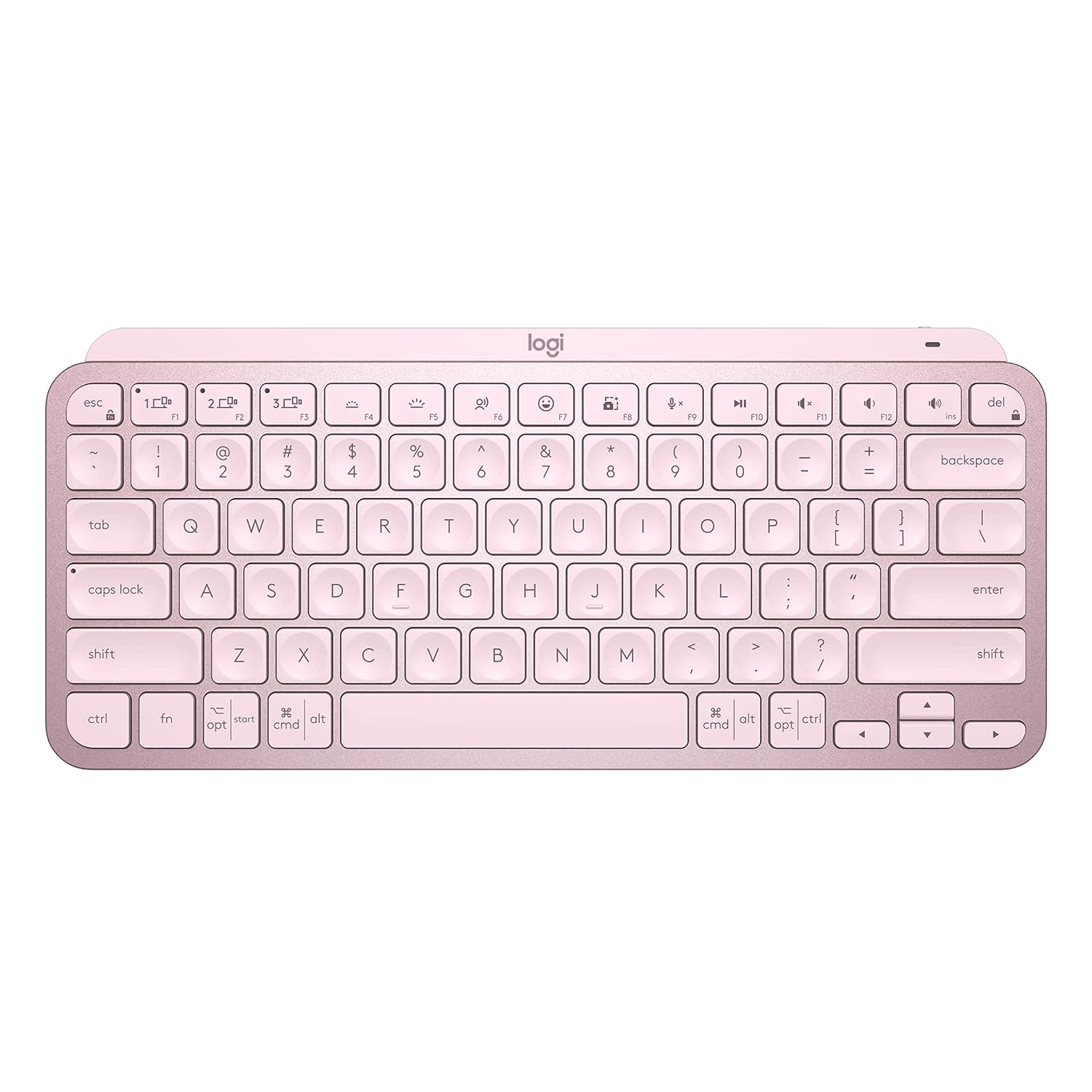Logitech MX Keys Mini Minimalist Wireless Illuminated Keyboard - Compact, Bluetooth, Backlit, USB-C, Compatible with Apple macOS, iOS, Windows, Linux, Android, Metal Build - Rose
