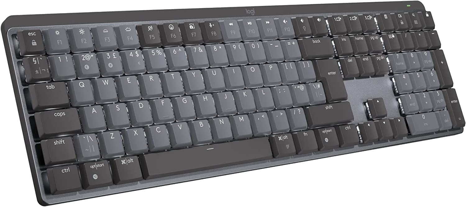 Logitech MX Mechanical Wireless Illuminated Performance Keyboard - Linear Switches, Backlit Keys, Bluetooth, USB-C, Mac OS, Windows, Linux, iOS, Android (Graphite)