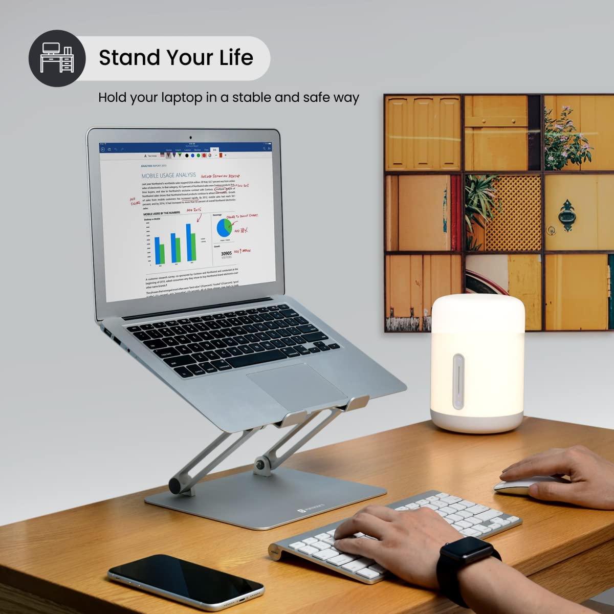 Portronics My Buddy K3 Foldable & Adjustable Laptop Stand - For Laptops up to 15.6 inches (Silver) - Image 2