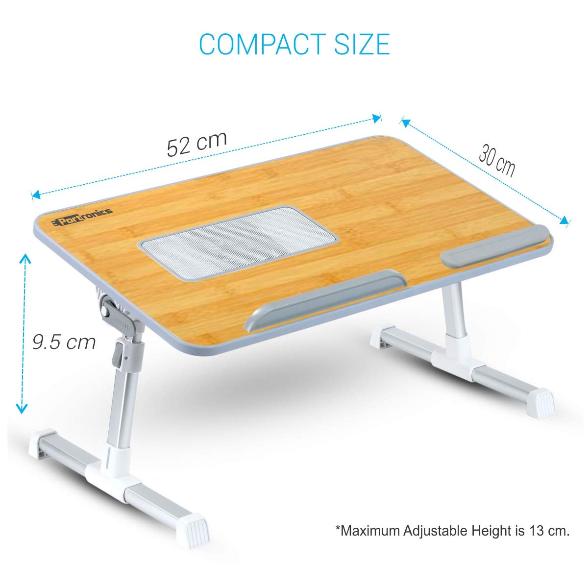 Portronics My Buddy Plus Portable Laptop Stand with Cooling Fan (Bamboo) - POR-703 - Image 5