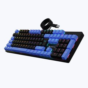 Zebronics Zeb Nitro Plus (Black + Blue) Full size Mechanical Keyboard with Brown Switch/ 104 Keys/ Tactile Switches/ 12 LED modes/ 3 Levels of Brightness + 1 Off Mode/ Multimedia Keys