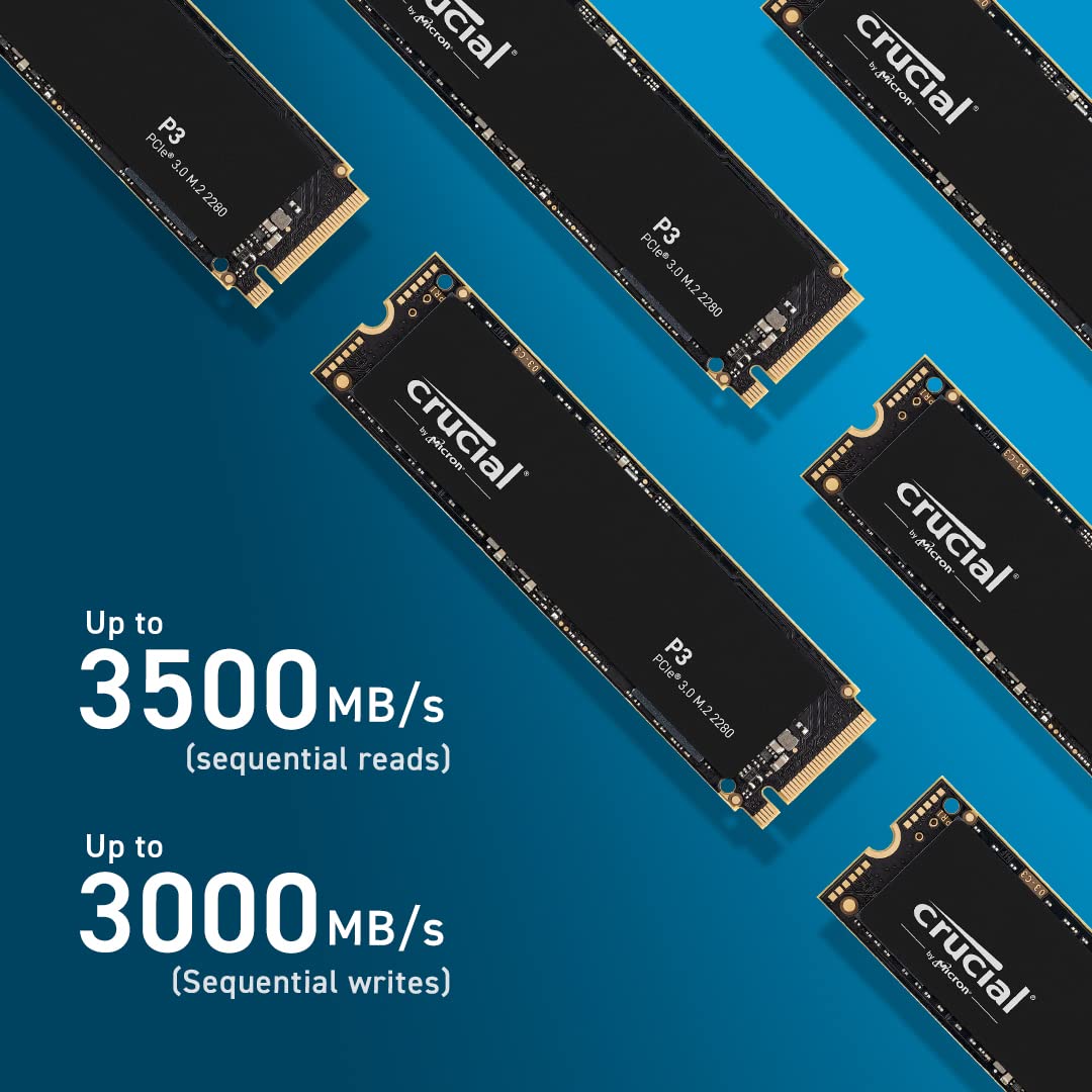 Crucial P3 1TB PCIe 3.0 3D NAND NVMe M.2 SSD (Up to 3500MB/s Read & 3000MB/s Write Speed) - CT1000P3SSD8 - Image 3