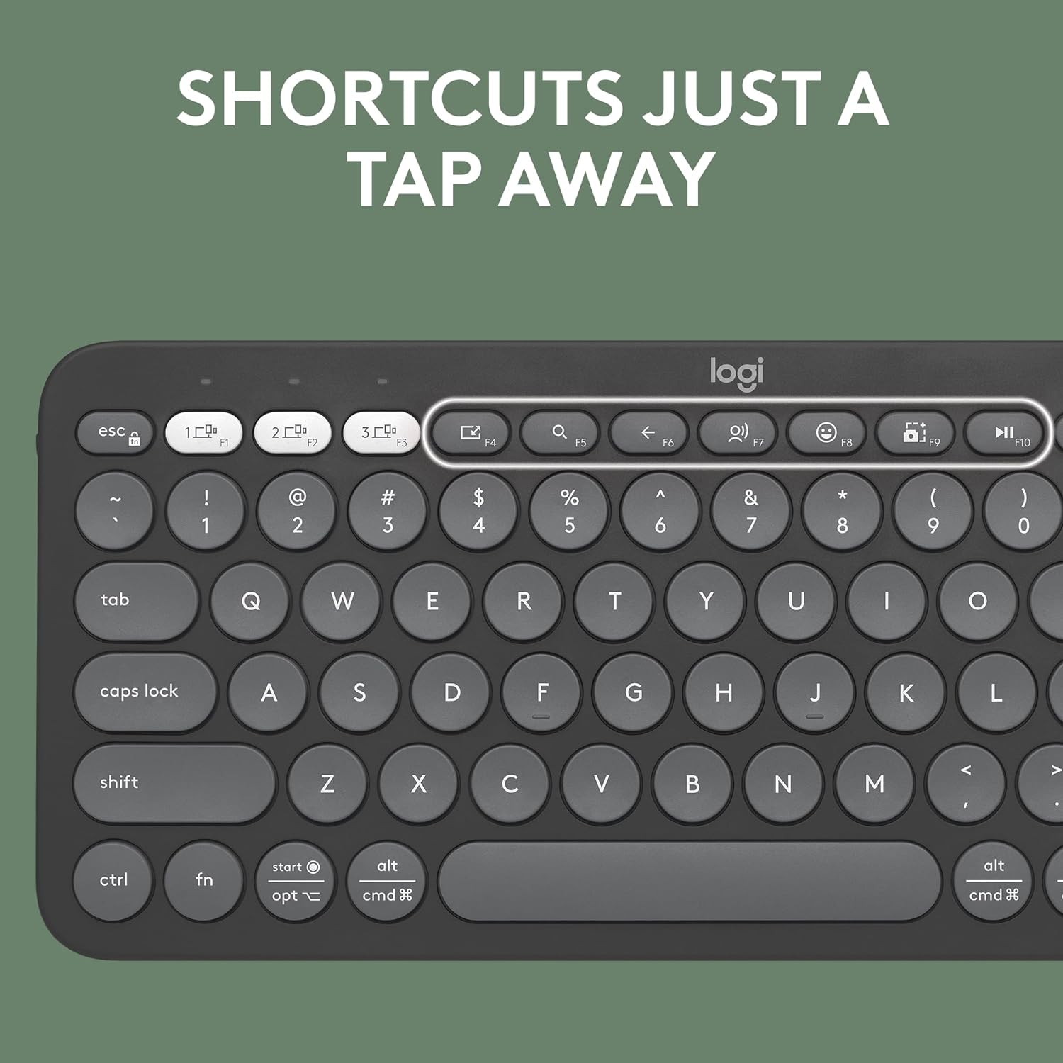 Logitech Pebble Keys 2 K380s, Multi-Device Bluetooth Wireless Keyboard with Customisable Shortcuts, Slim and Portable, Easy-Switch for Windows, macOS, iPadOS, Android, Chrome OS - Tonal Graphite - Image 4