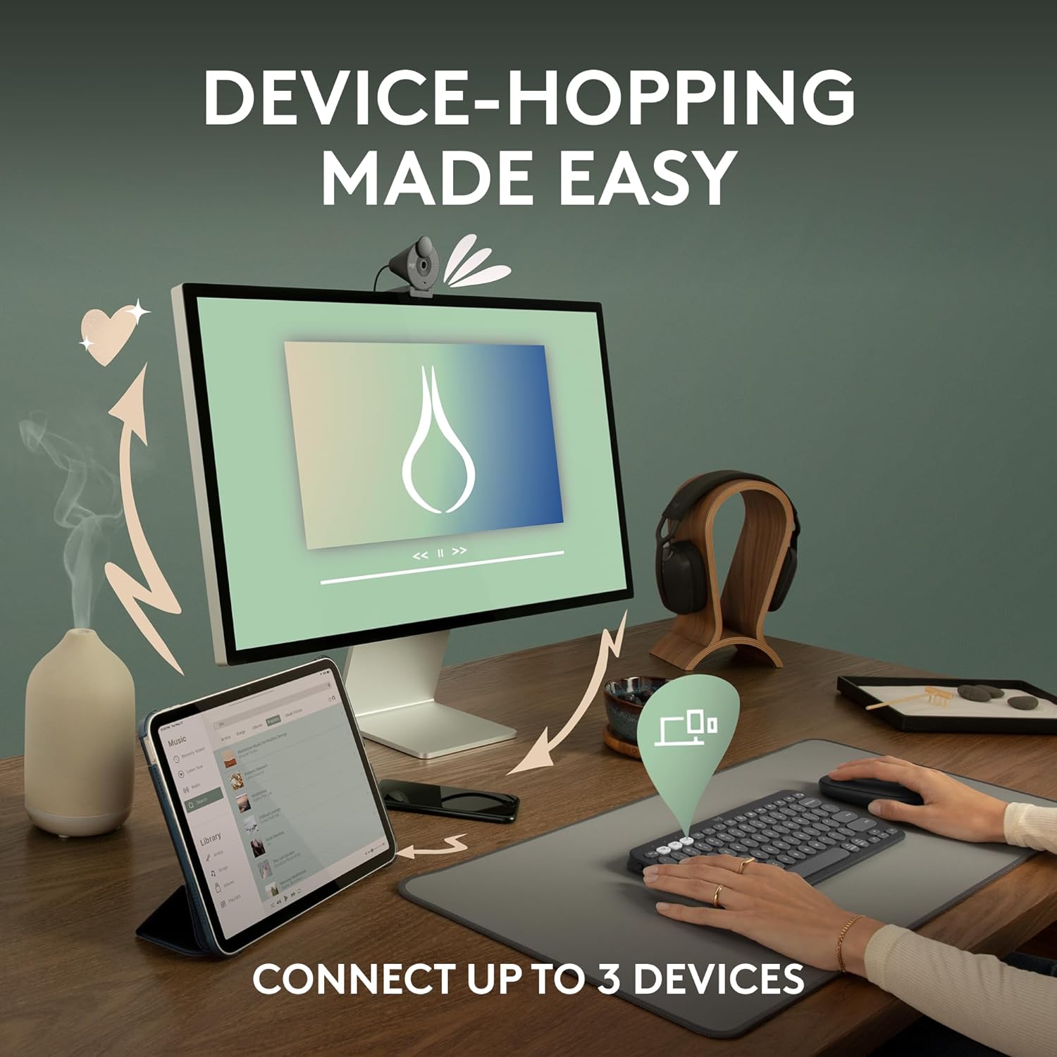 Logitech Pebble Keys 2 K380s, Multi-Device Bluetooth Wireless Keyboard with Customisable Shortcuts, Slim and Portable, Easy-Switch for Windows, macOS, iPadOS, Android, Chrome OS - Tonal White - Image 3