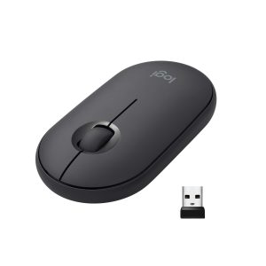 Logitech Pebble M350 Wireless Mouse with Bluetooth & USB - Silent, Slim Computer Mouse with Quiet Click for Laptop, Notebook, PC and Mac - Graphite