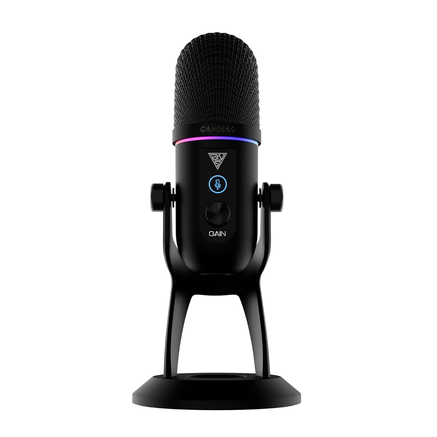 Gamdias Pheme M1 RGB Streaming Microphone/ ENC Support/ 12 Mode Multi-Colour RGB/ with Foldable and Adjustable Stand/ Supercardioid Mesh Pattern/ AMP Tuning/ 3.5mm Jack Connection