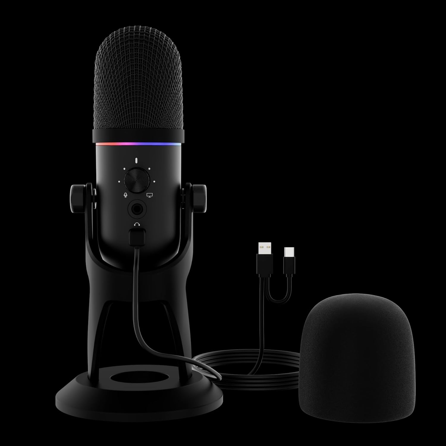 Gamdias Pheme M1 RGB Streaming Microphone/ ENC Support/ 12 Mode Multi-Colour RGB/ with Foldable and Adjustable Stand/ Supercardioid Mesh Pattern/ AMP Tuning/ 3.5mm Jack Connection - Image 2