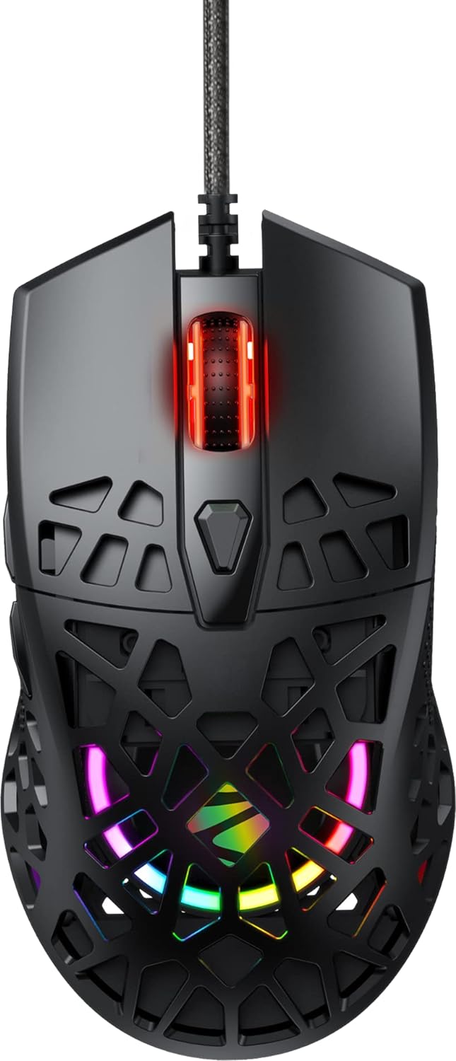 Zebronics Zeb-Phobos PRO 6-button High Performance Wired Gaming Mouse with 10000 DPI Sensor/ 70g Ultra Lightweight/ 1000Hz Polling Rate/ RGB Lights/ Advanced Windows Software/ Braided Cable