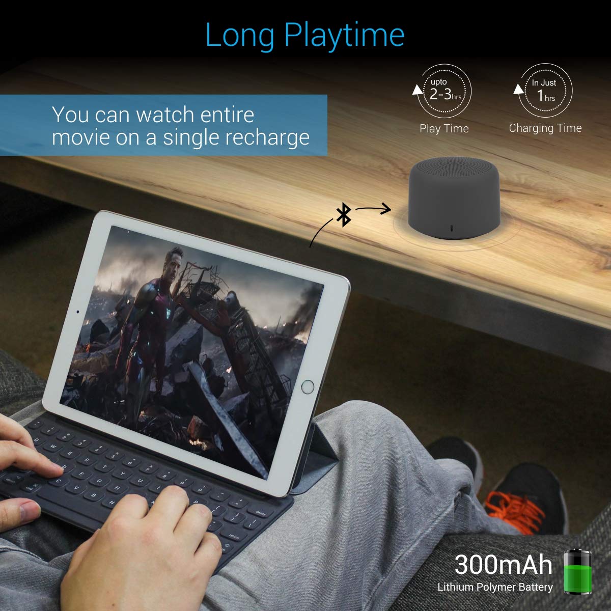 Portronics Pico 3W Bluetooth Wireless Portable Speaker with TWS (Black) - POR-312 - Image 4