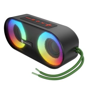 Portronics Pixel 3 10W Portable Wireless Bluetooth Speaker with Upto 7Hour Playtime, TWS Connectivity, RGB Lights, FM, AUX,TF Card & USB Drive, IPX7 Water Resistant, Type C Charging Port - Black