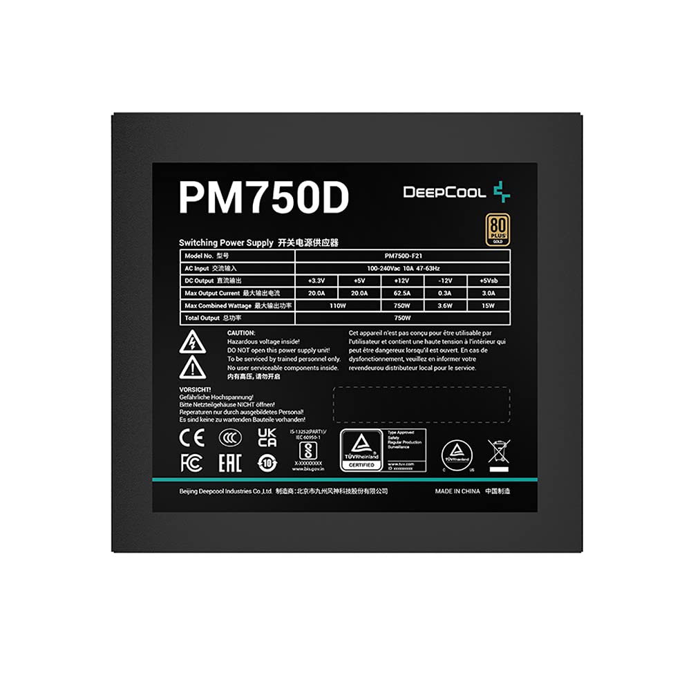 Deepcool PM750D 750 Watt 80 Plus Gold Certified Power Supply/ PSU for Gaming PC (R-PM750D-FA0B) - Image 4