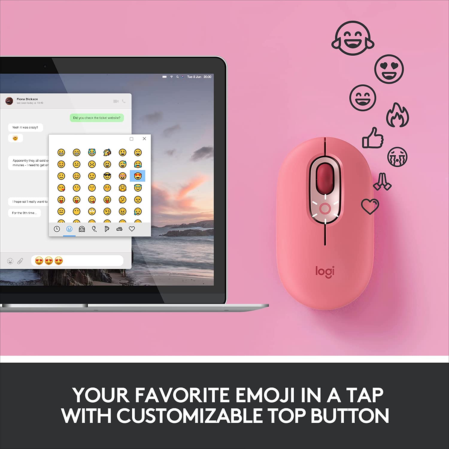 Logitech POP Wireless Mouse with Customizable Emojis - Heartbreaker - Image 3