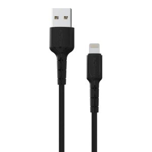 Portronics Konnect Star Lightning Cable for Charging/ Data Transfer/ 2.4A/ 1.2m Length (Compatible with iPhone, iPad) - Black (POR-168)