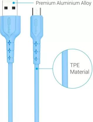 Portronics Konnect Star Micro USB Cable for Charging/ Data Transfer/ 2.4A/ 1.2m Length - Blue (POR-227) - Image 5