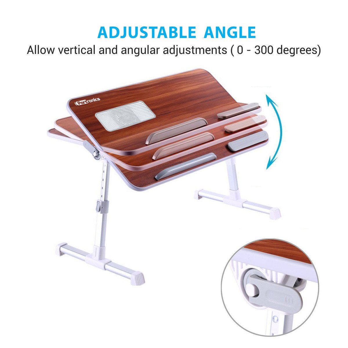 Portronics My Buddy Plus Portable Laptop Stand With Cooling Fan (Brown) - POR-895 - Image 3