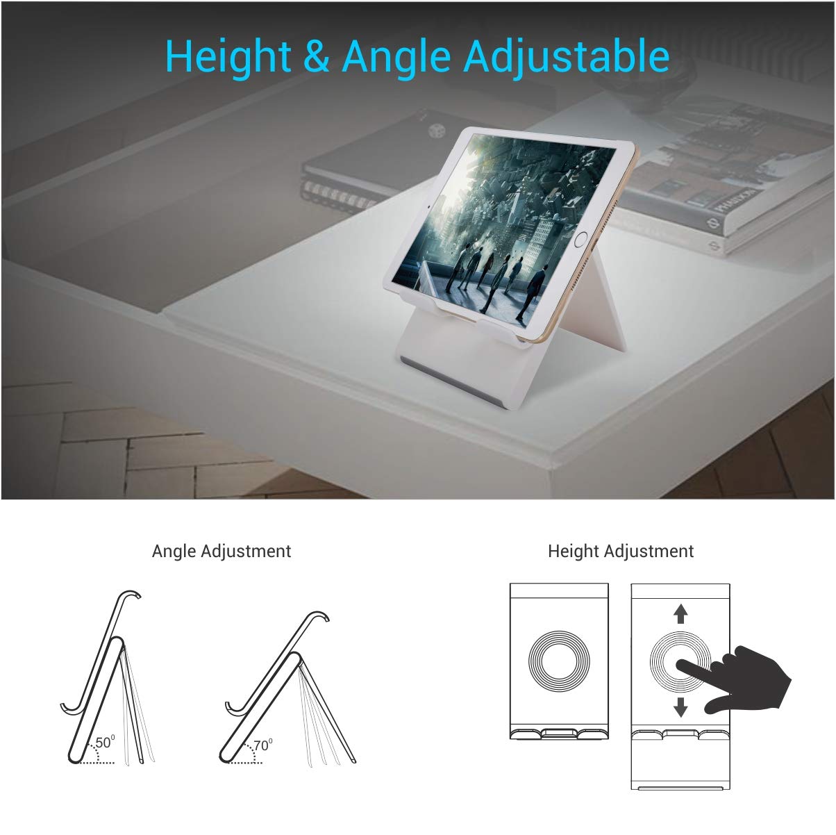 Portronics Paddie Mobile & Tablet Holder - Adjustable Height, Suitable Viewing Angles, Sleek, Anti-Scratch and Study (POR-1034) - Image 4