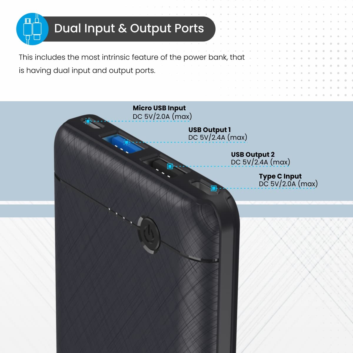 Portronics Power Brick II 10000 mAh Power Bank with LED Indicators (POR-1211) - Image 3