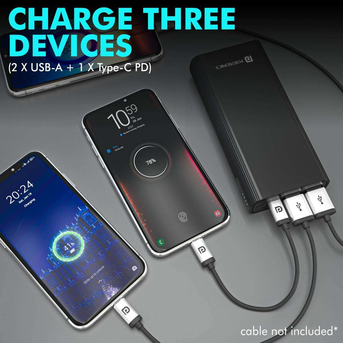 Power M 20K 20000mAh Power Bank with Dual Input Micro, Type-C & 18W PD Output (POR-1224) - Image 5