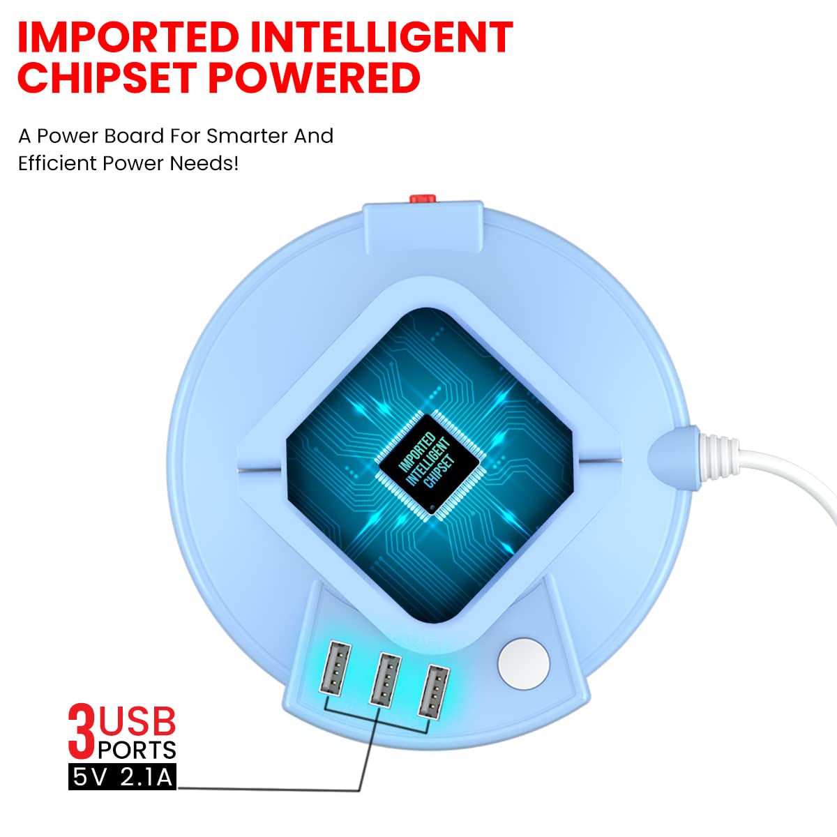 Portronics Power Plate 9 with 3 USB Ports + 8 Power Sockets Power Converter(POR-1600) - Image 4