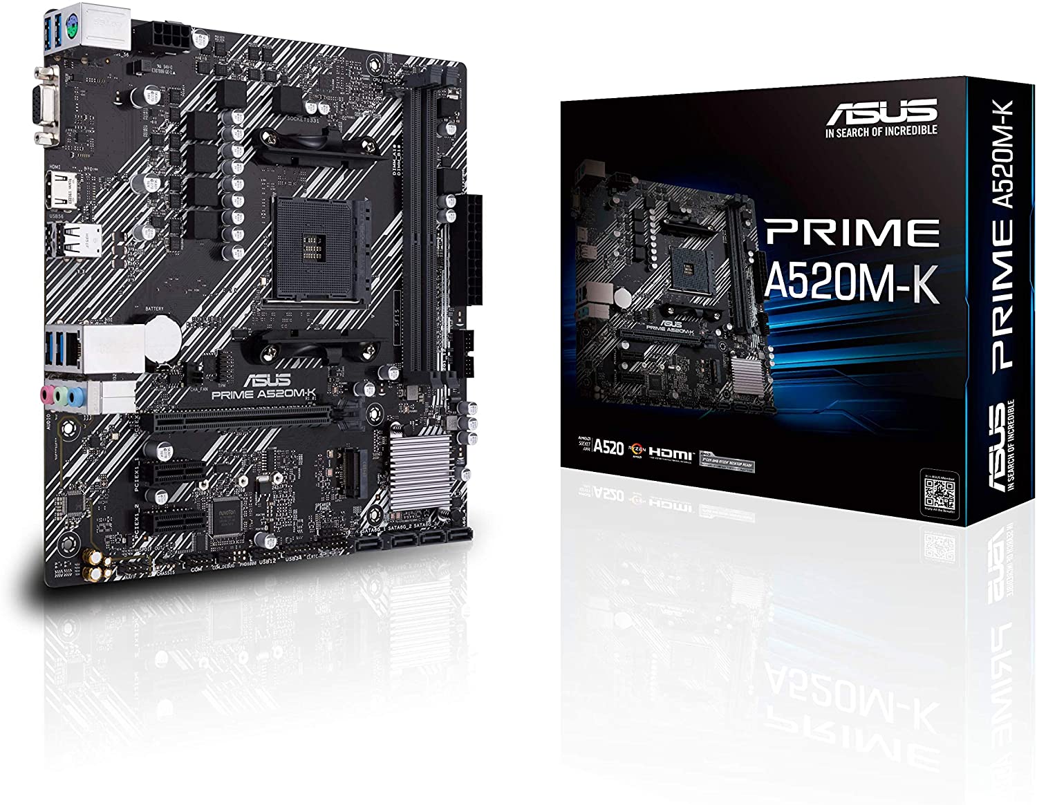 Asus PRIME A520M-K Motherboard for AMD Ryzen 5000/ 4000 G/ 3000 Series Processors - AM4 Socket