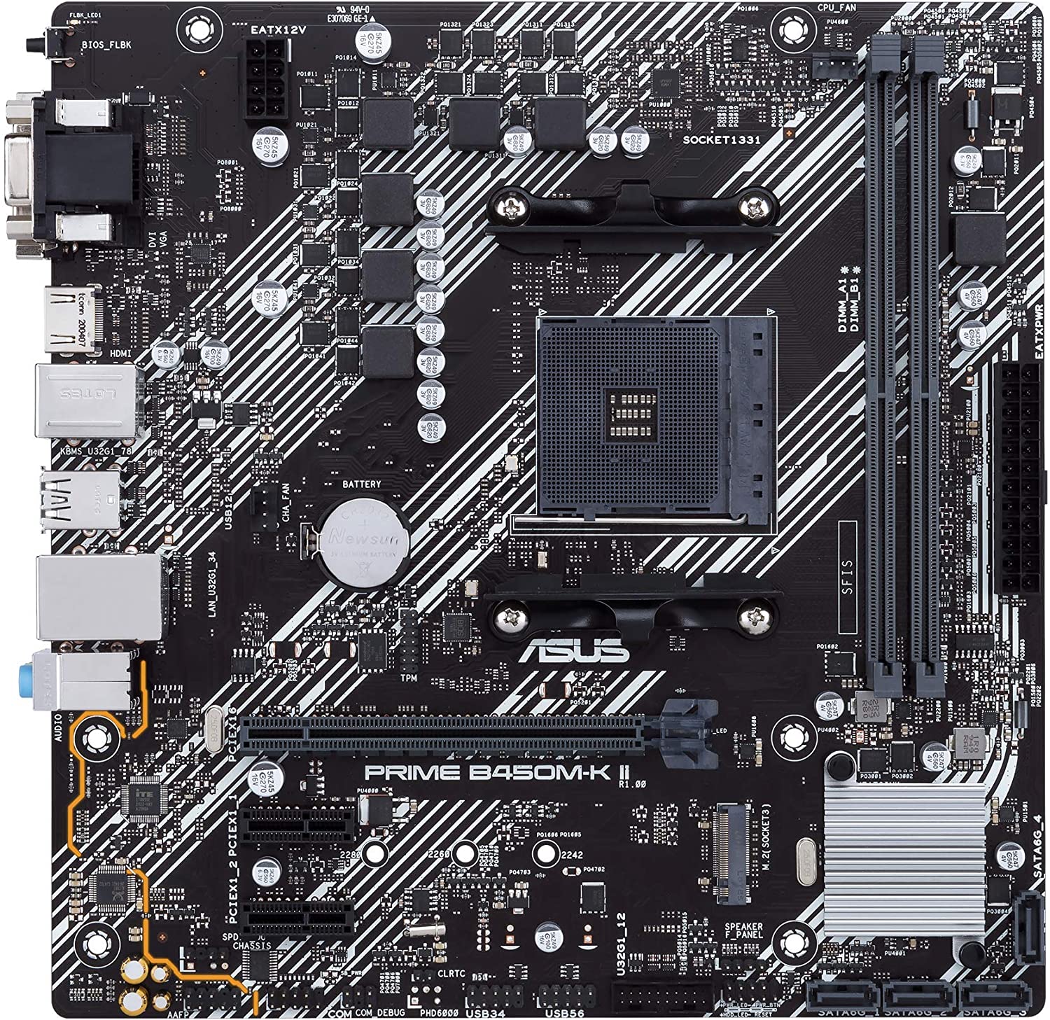 Asus PRIME B450M-K II Motherboard for AMD Ryzen 5000/ 4000 G/ 3rd/2nd/1st Gen Series Processors - AM4 Socket - Image 2