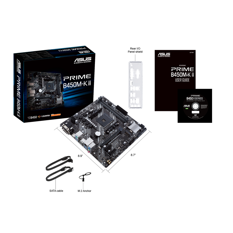 Asus PRIME B450M-K II Motherboard for AMD Ryzen 5000/ 4000 G/ 3rd/2nd/1st Gen Series Processors - AM4 Socket - Image 5