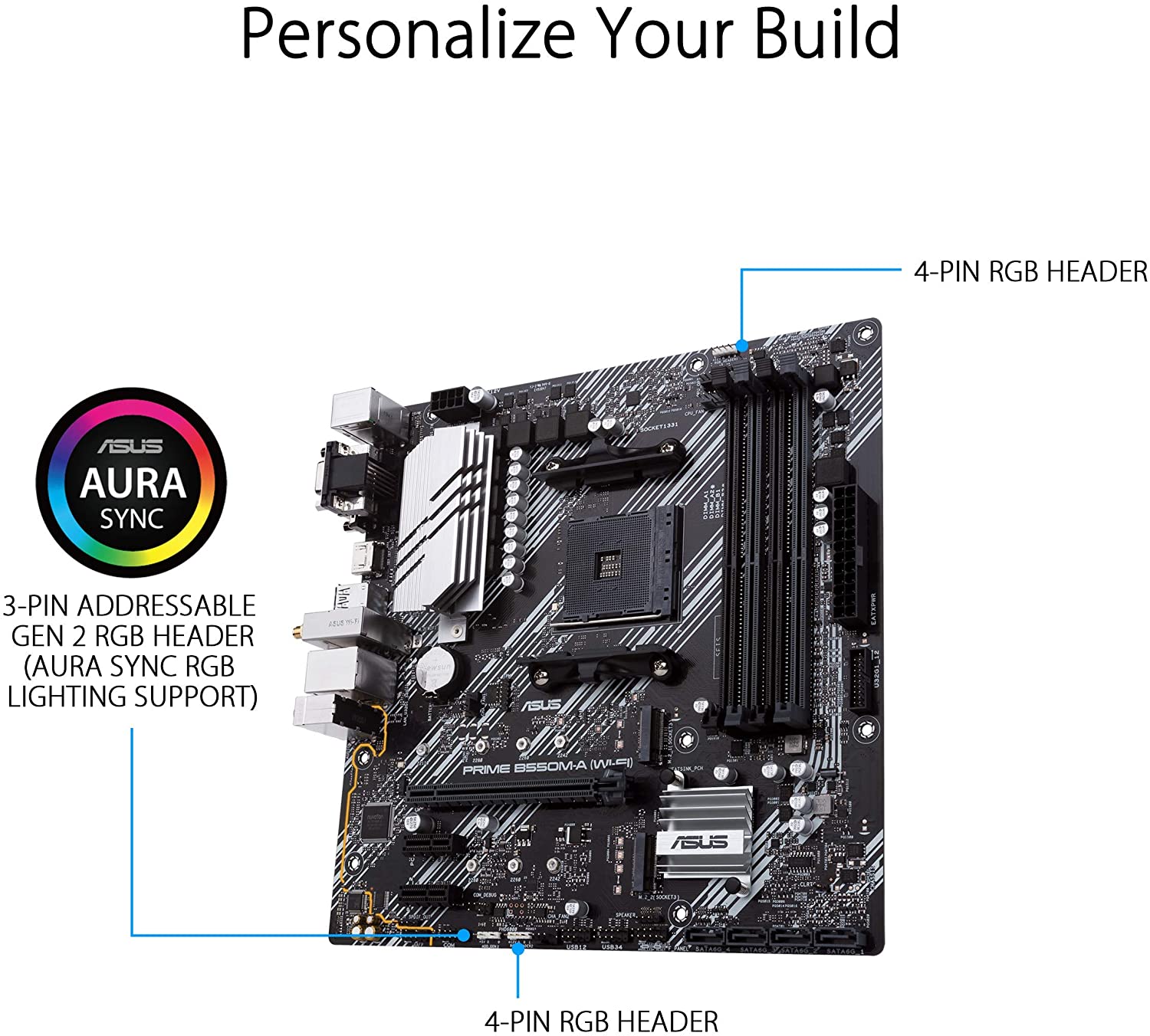 Asus PRIME B550M-A (WI-FI) Motherboard for AMD 3rd Gen Ryzen Processors - AM4 Socket - Image 3
