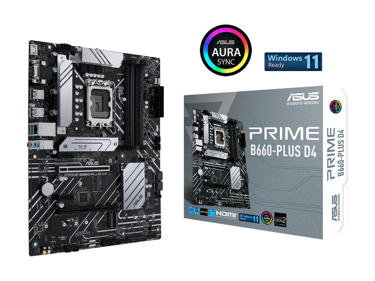 Asus PRIME B660-PLUS D4 Motherboard for Intel 12th Gen Processors - LGA1700 Socket