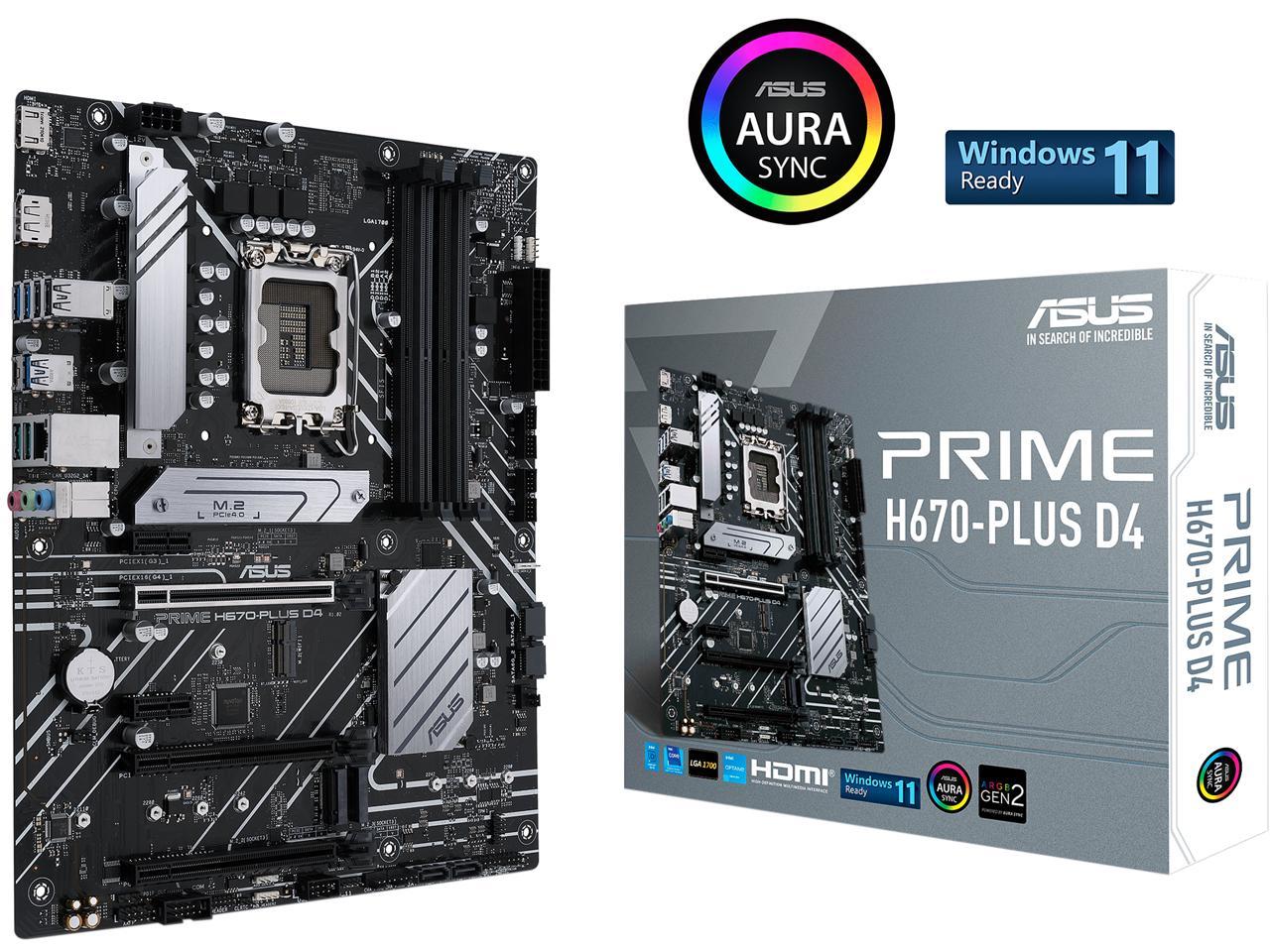 Asus PRIME H670-PLUS D4 Motherboard for Intel 12th Gen Processors - LGA1700 Socket