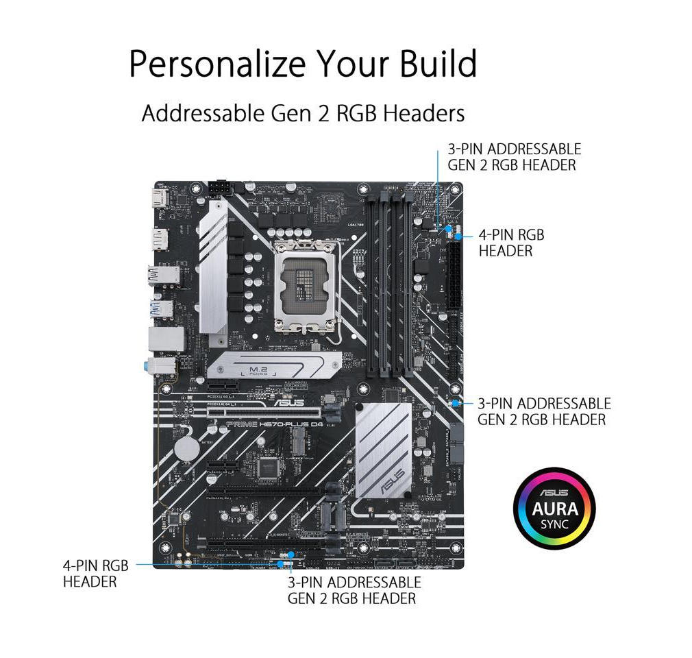 Asus PRIME H670-PLUS D4 Motherboard for Intel 12th Gen Processors - LGA1700 Socket - Image 2