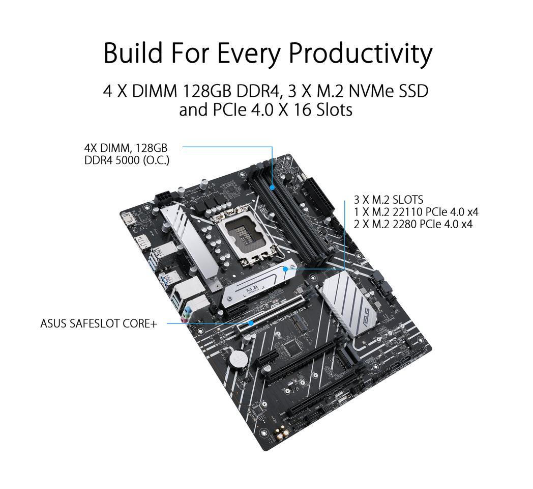 Asus PRIME H670-PLUS D4 Motherboard for Intel 12th Gen Processors - LGA1700 Socket - Image 3