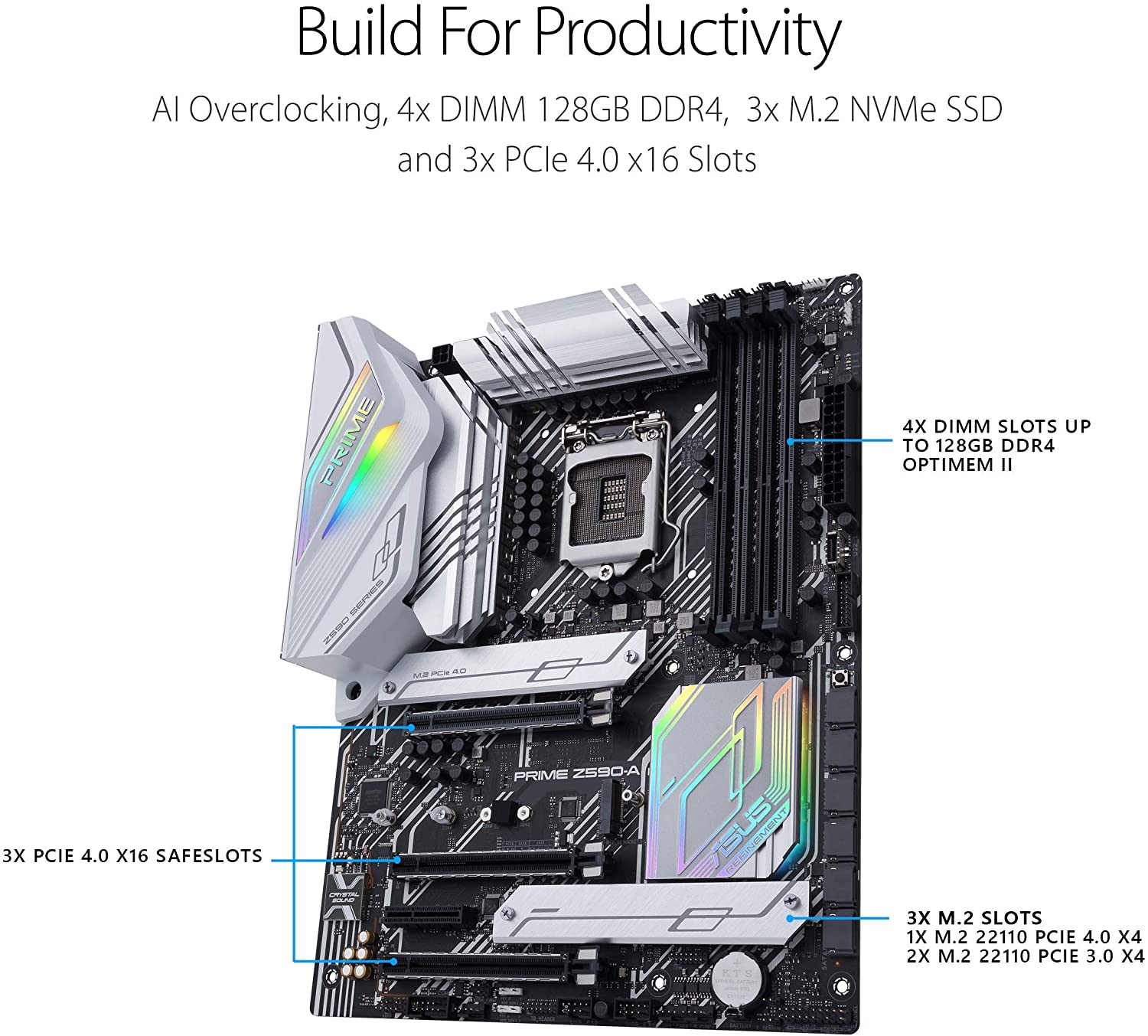 Asus PRIME Z590-A ATX Motherboard for Intel 10th/ 11th Gen Processors - LGA1200 Socket - Image 4