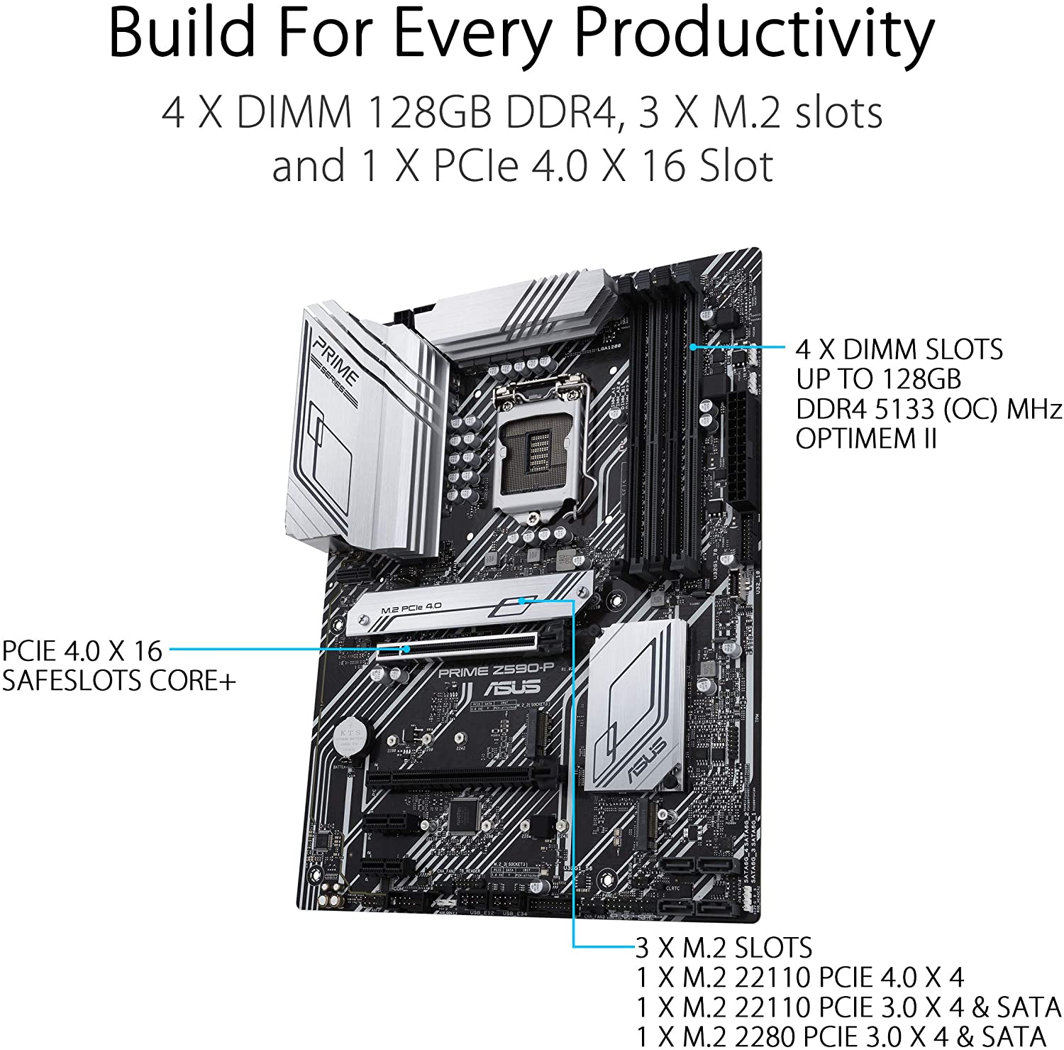 Asus PRIME Z590-P Motherboard for Intel 10th & 11th Gen Processors - LGA1200 Socket - Image 4