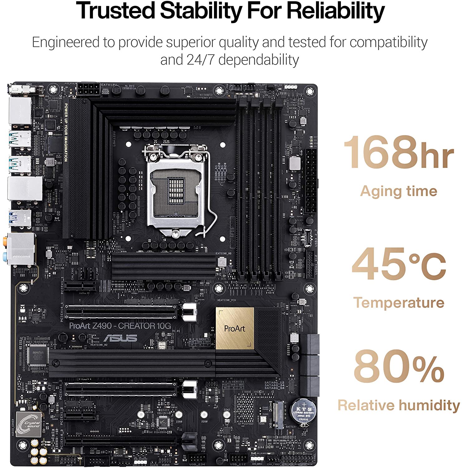 Asus ProArt Z490-CREATOR 10G Thunderbolt 3 Motherboard for Intel 10th Gen Processors - LGA1200 Socket (Dual Type-C/ Dual M.2/ USB 3.2 Gen 2/ SATA 6 Gbps/ MAX 128GB DDR4 4600Mhz) - Image 2