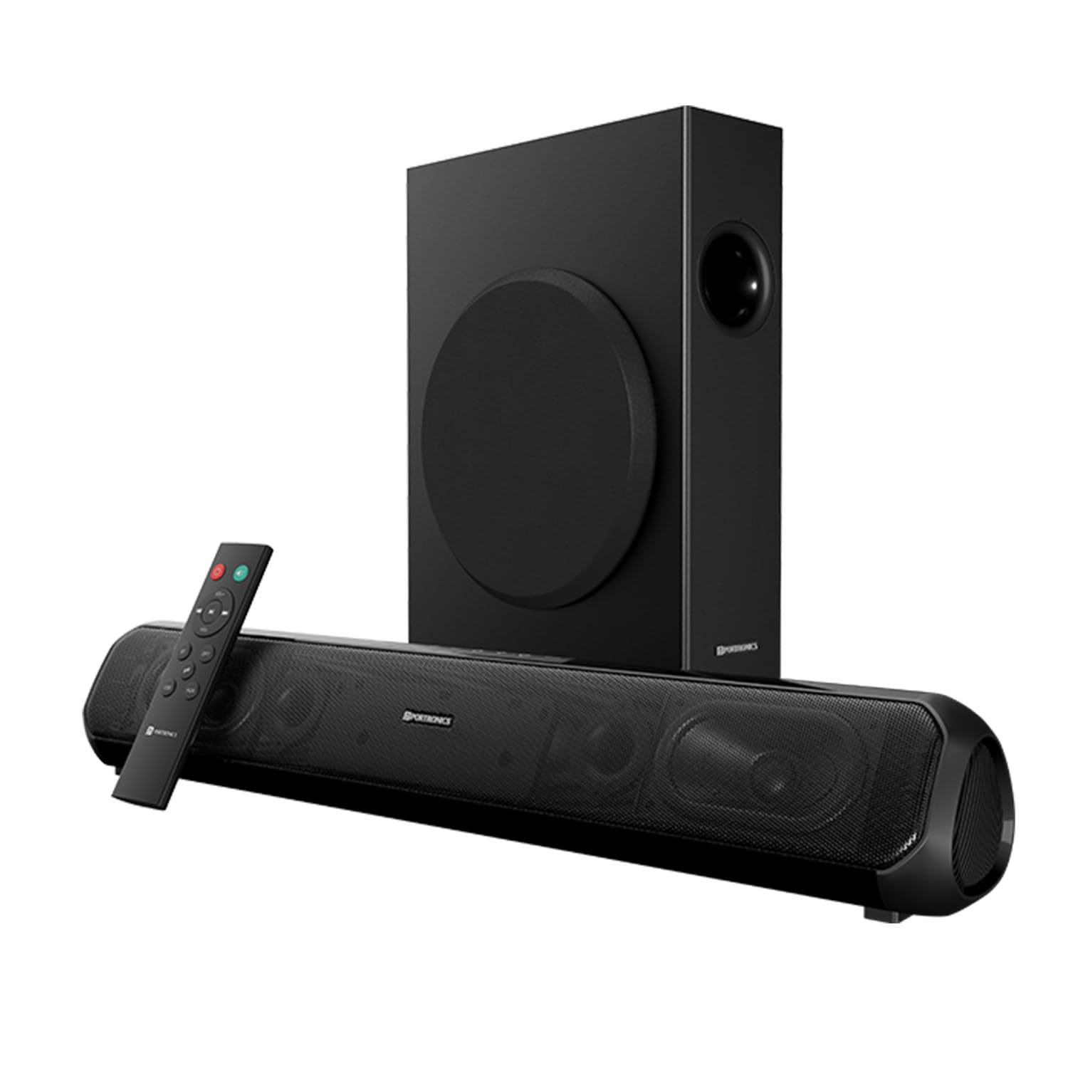 Portronics Pure Sound Pro X 80W Bluetooth Soundbar with Wired Subwoofer for Deep Bass/ 2.1 Channel Home Theatre/ HD Sound/ 3EQ Modes/ BT 5.3V/ HDMI/ AUX in USB Port/ Sleek Design & Remote Control (Black)