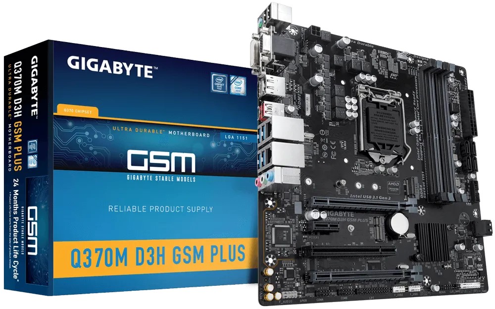 Gigbayte Q370M D3H GSM PLUS Ultra Durable Motherboard for Intel 9th/ 8th Gen Processors - LGA1151 Socket