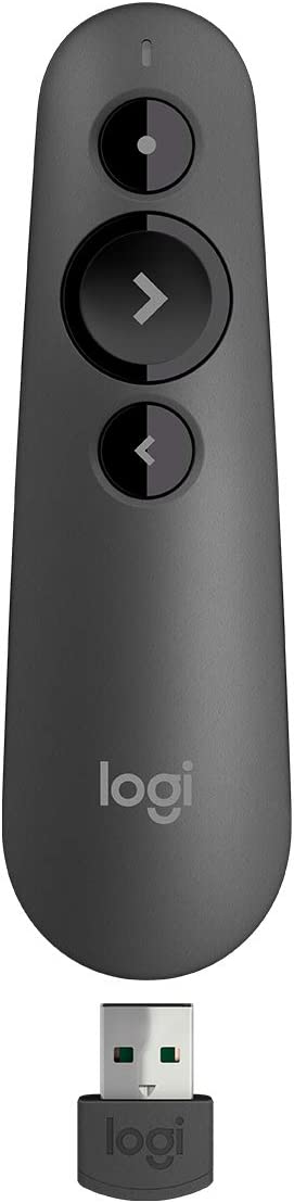 Logitech R500s Laser Presentation Remote with Dual Connectivity Bluetooth or USB for Powerpoint, Keynote, Google Slides, Wireless Presenter - Black
