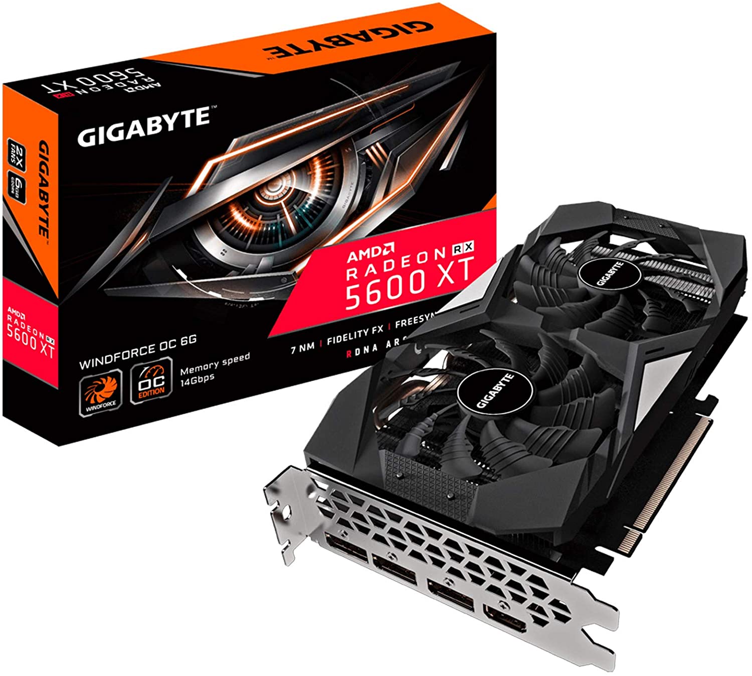 Gigabyte Radeon RX 5600 XT WINDFORCE OC 6G 6GB GDDR6 192-Bit Dual Fan Graphics Card (GV-R56XTWF2OC-6GD)